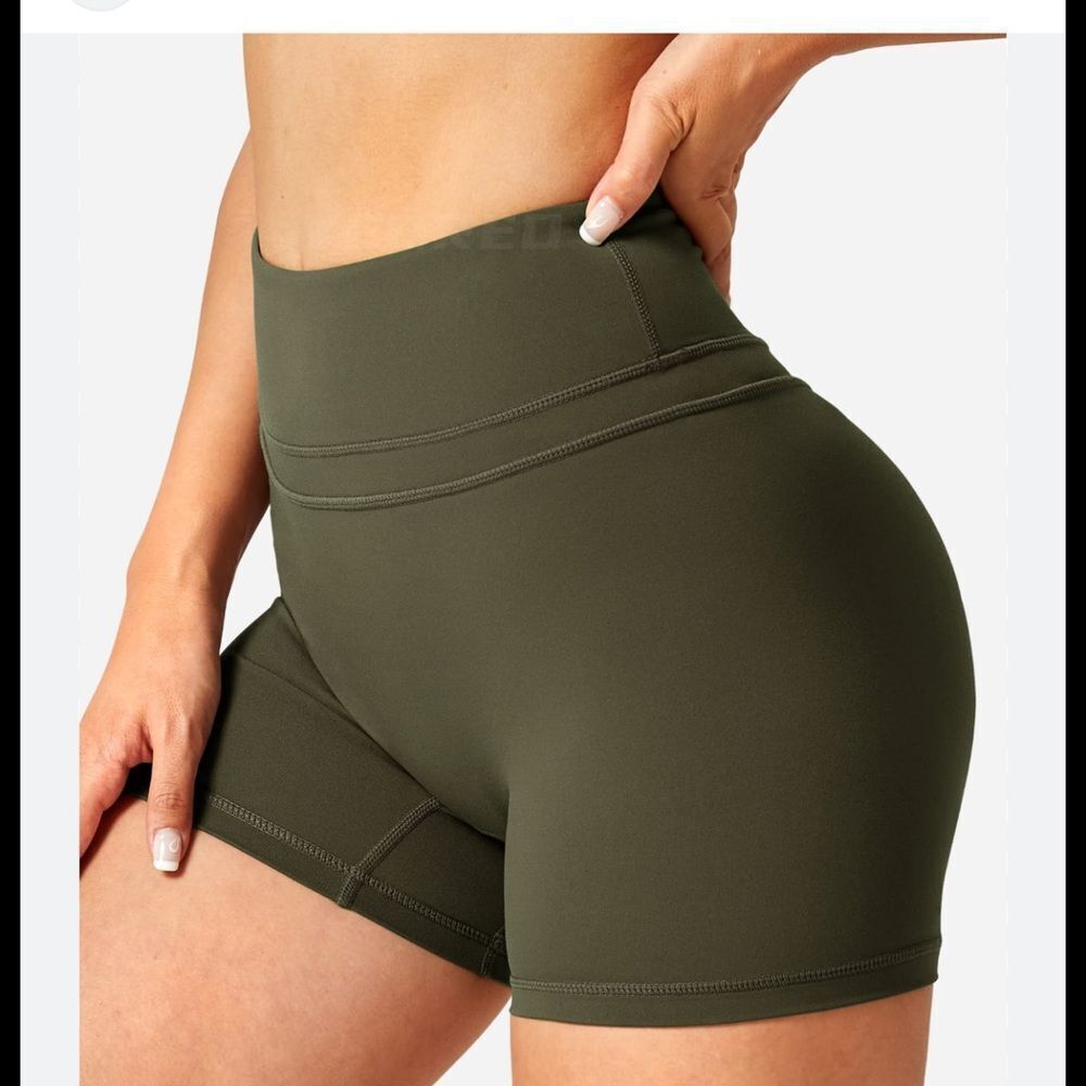 Olive Green Women's High-Waisted Shorts